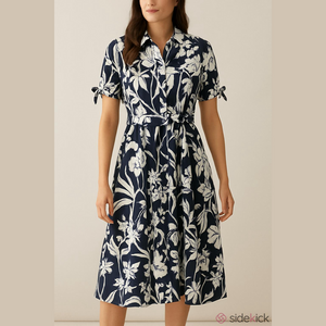 Calvin Klein Floral Dress Navy White Women's Size 14